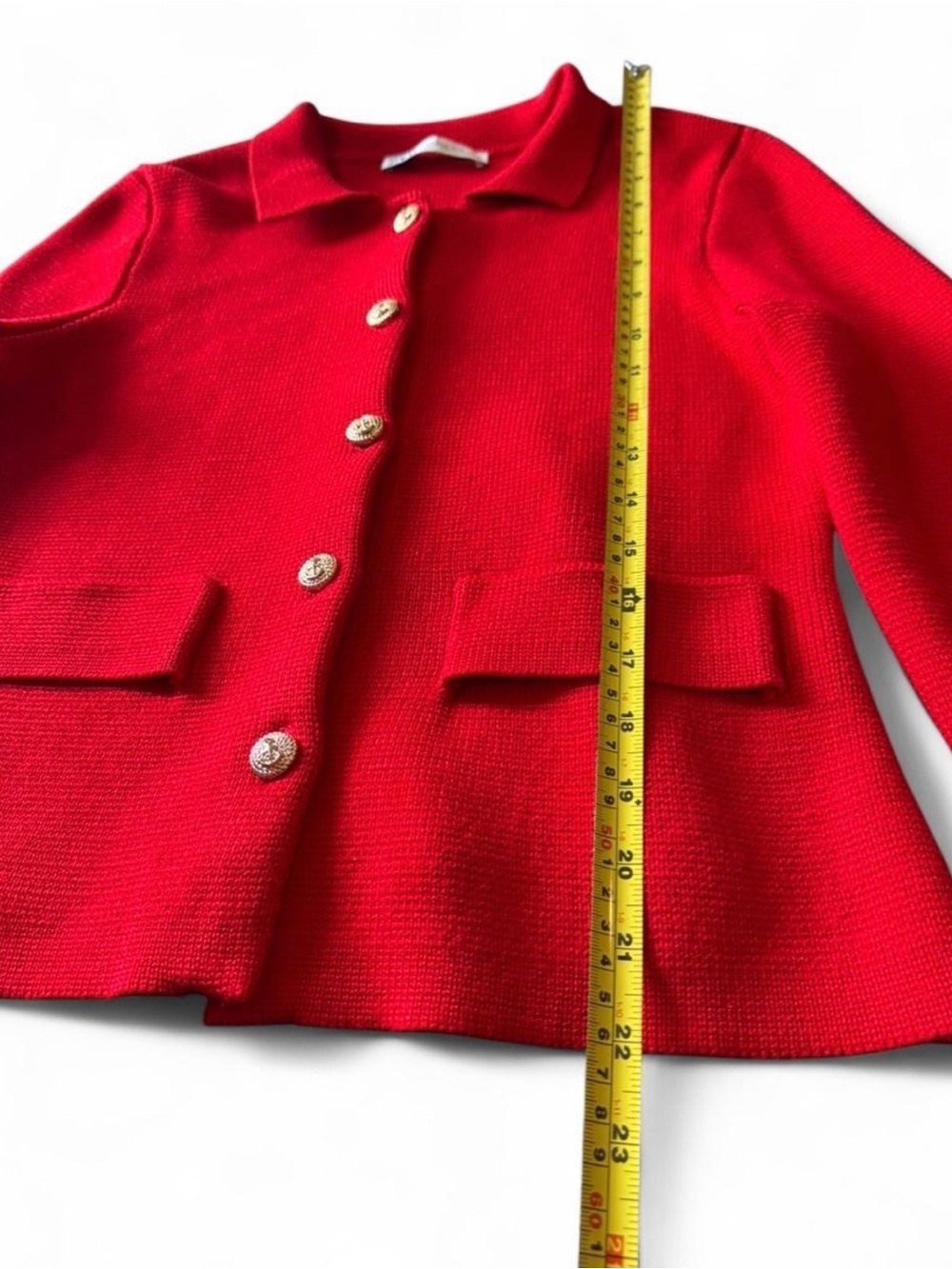 Zara Red Button-Front Blazer Jacket - Picture 7 of 10